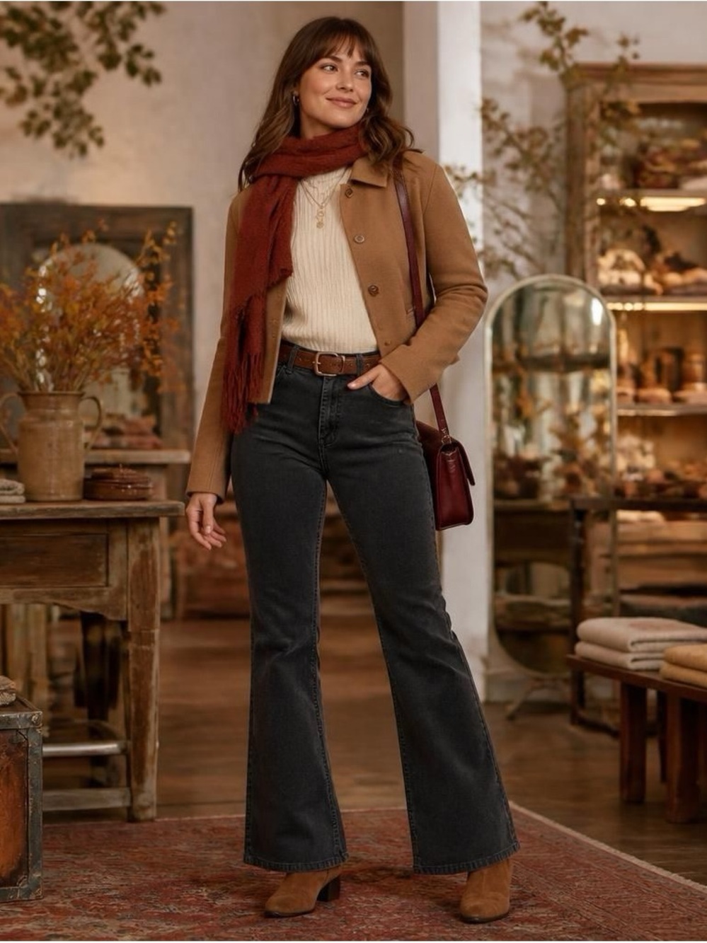 PILCRO The Icon Corduroy Flare Jeans Dark Grey Waist 26